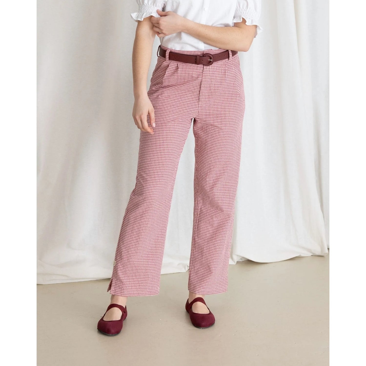 Vichy Trousers Burgundy