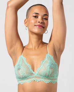 Lace Triangle Bralette Turquoise/Peach