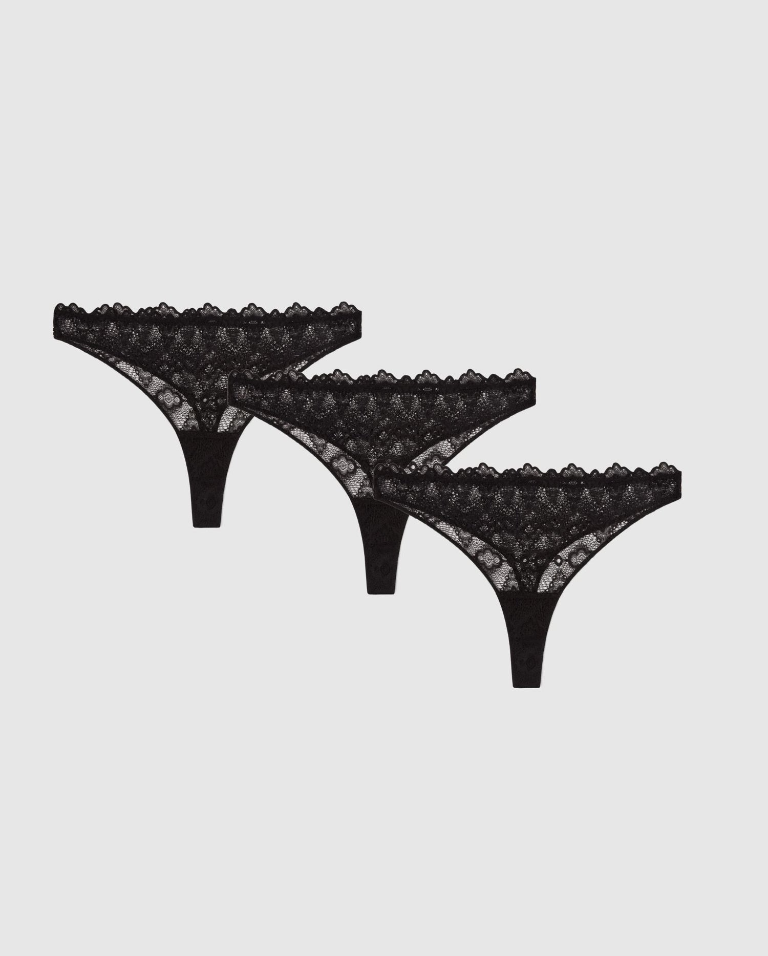 Lace Thong 3-Pack Black