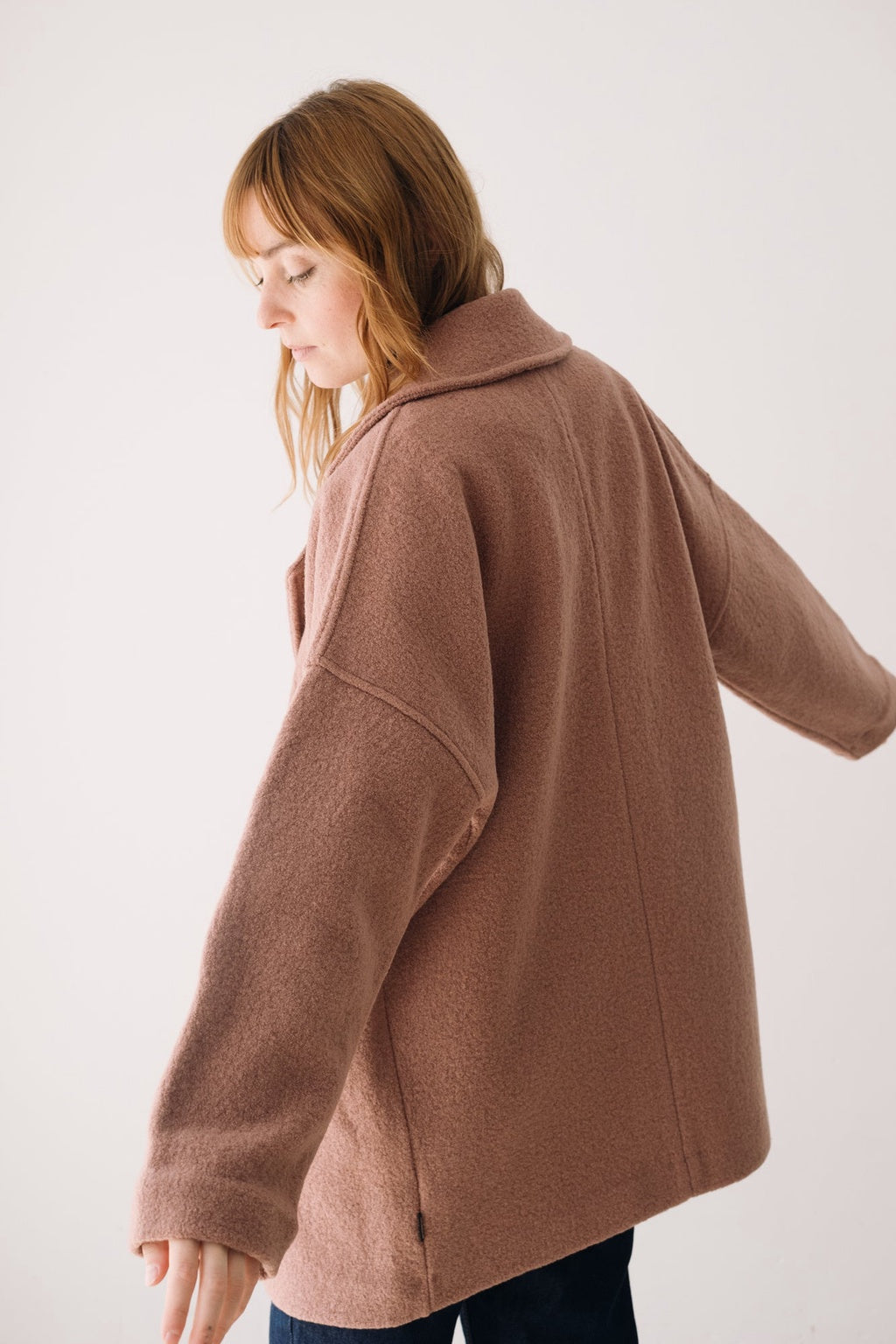 100% Merino Wool Oversized Coat in Pink