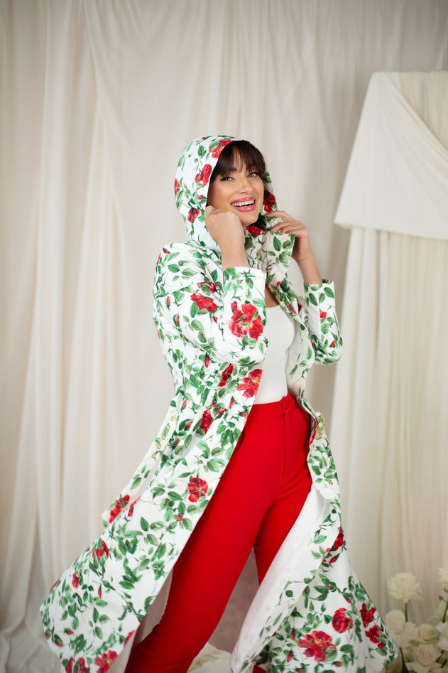 Fit and Flare Raincoat with A-Line Hem Charming Rose