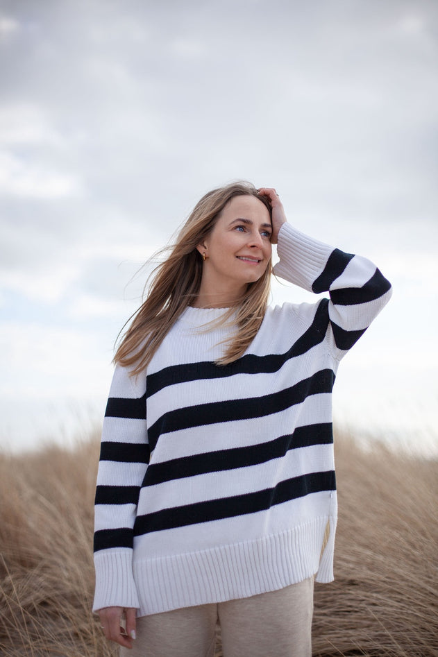 Marina Merino Jumper White Striped