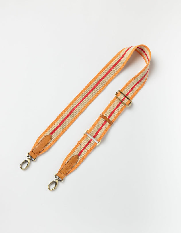 Striped Webbing Strap Orange, Red & Cognac Classic Leather