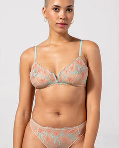 Mesh V-Balconette Sand/Coral/Turquoise