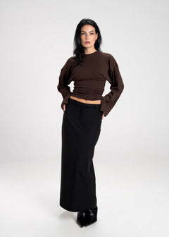 Espresso Fitted Long Sleeve Blouse
