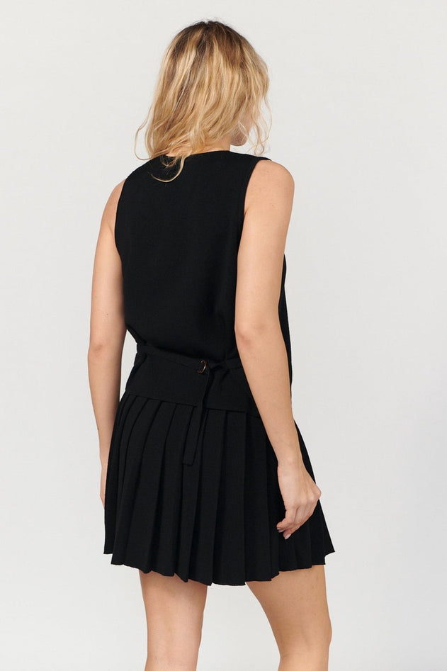 Piccolo Pleated Merino Mini Skirt Black