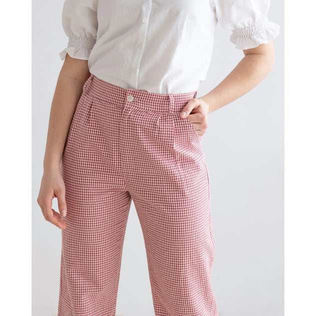 Vichy Trousers Burgundy