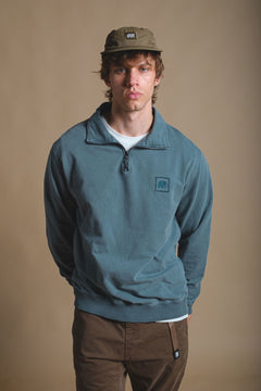 Men's Sauce Pigment Quarter Zip Sweater Elm Green