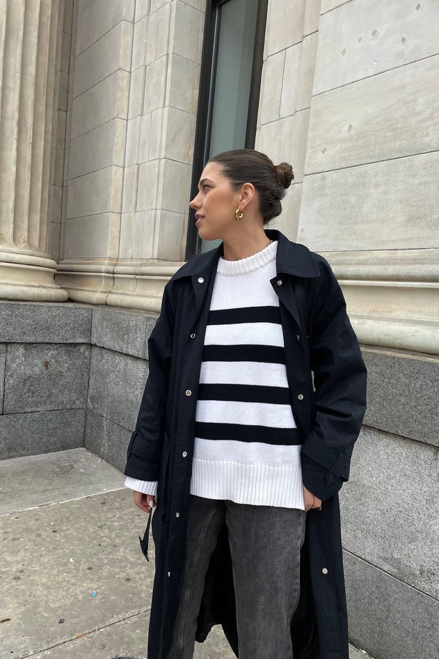 Marina Merino Jumper White Striped