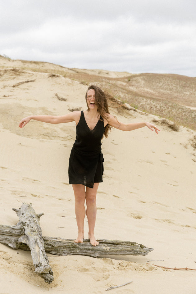 Mare Linen Tank Top Black