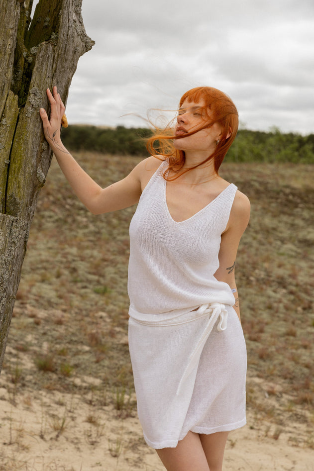 Mare Linen Tank Top White