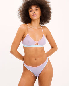 Mesh Cut-Out Triangle Bralette Pastel Lilac