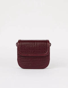 Nina Laukku Tummankirsikka, Croco Print -nahka