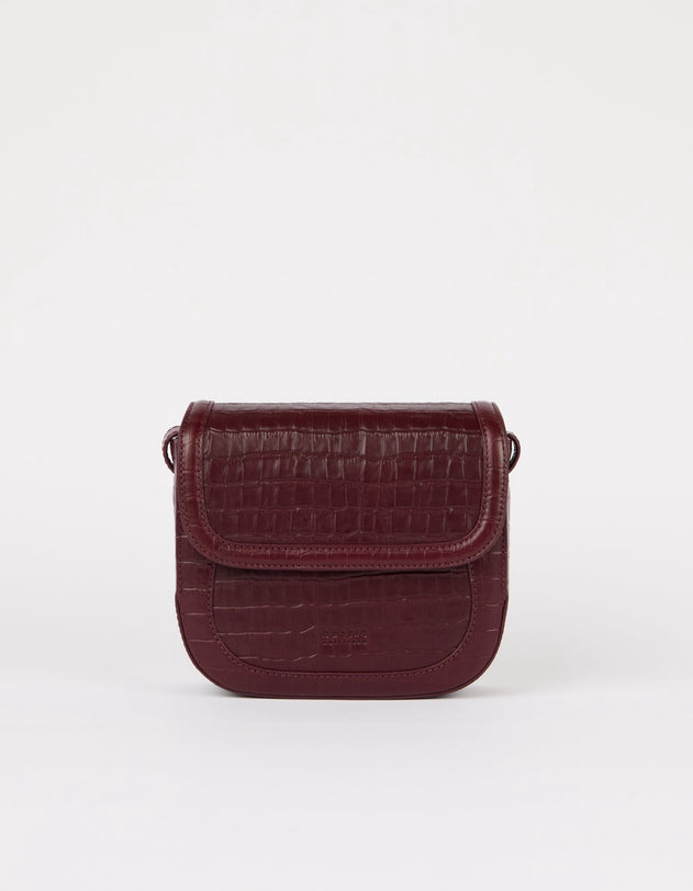 Nina Laukku Tummankirsikka, Croco Print -nahka