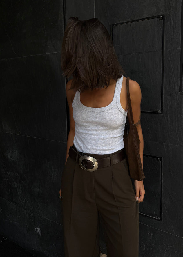 Jimmy Scoop-Neck Ribbed Tank Top Grey