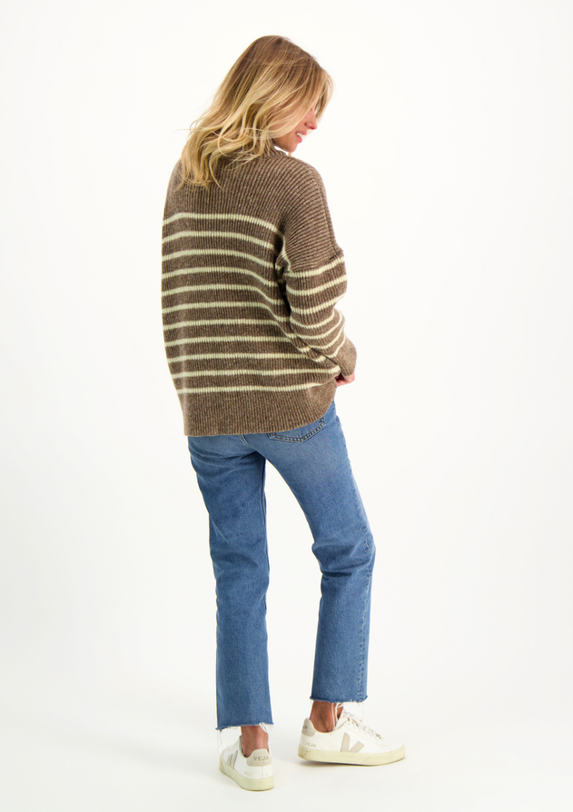 Katrine Turtleneck Striped Beige