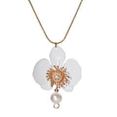 Butterfly Orchid Pearl Necklace Red