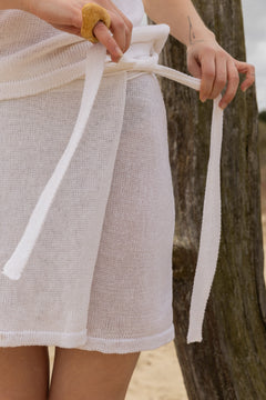 Mare Linen Wrap Skirt White