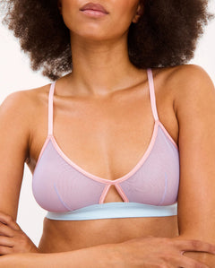 Mesh Cut-Out Triangle Bralette Pastel Lilac