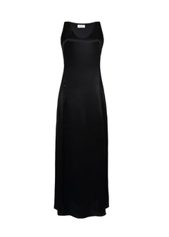 Elena Long Satin Dress Black