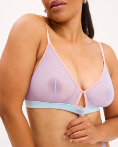 Mesh Cut-Out Triangle Bralette Pastel Lilac