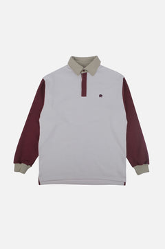 Color Block Oversized Polo Sweater Steel Haze