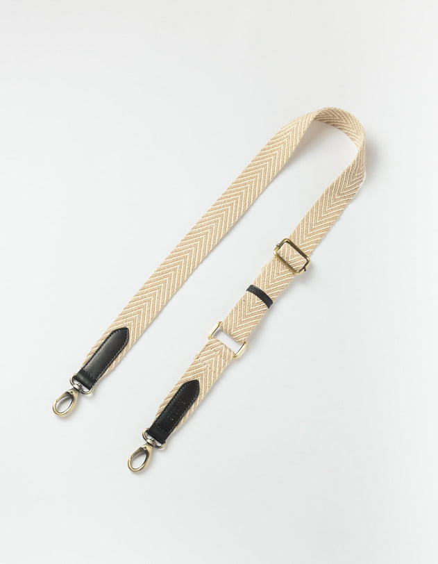 Herringbone Laukunhihna Hiekka & Musta, Classic -nahka