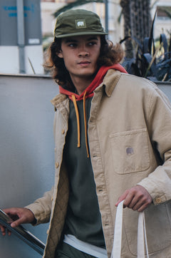 Water Repellent Nylon Five Panel Cap Dark Olive