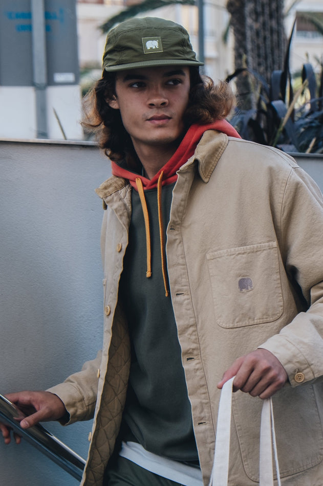 Water Repellent Nylon Five Panel Cap Dark Olive