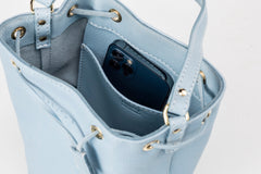 Leather Bucket Bag Chelsea Collection Light Blue