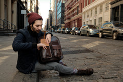 Leather Backpack Mod 136 Cuoio Dark Brown