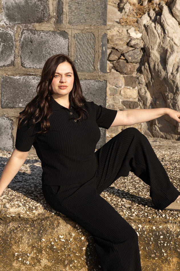 Vera Ribbed Pants Black