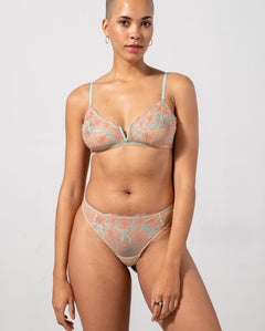 Mesh Thong Sand/Coral/Turquoise