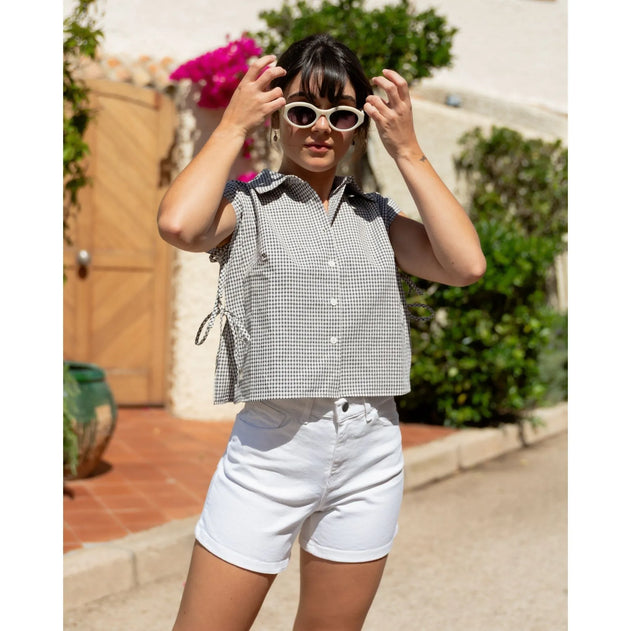 Sabia Top Black Gingham