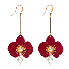 Butterfly Orchid Pearl Earrings White