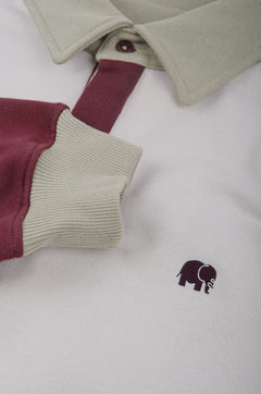 Color Block Oversized Polo Sweater Steel Haze