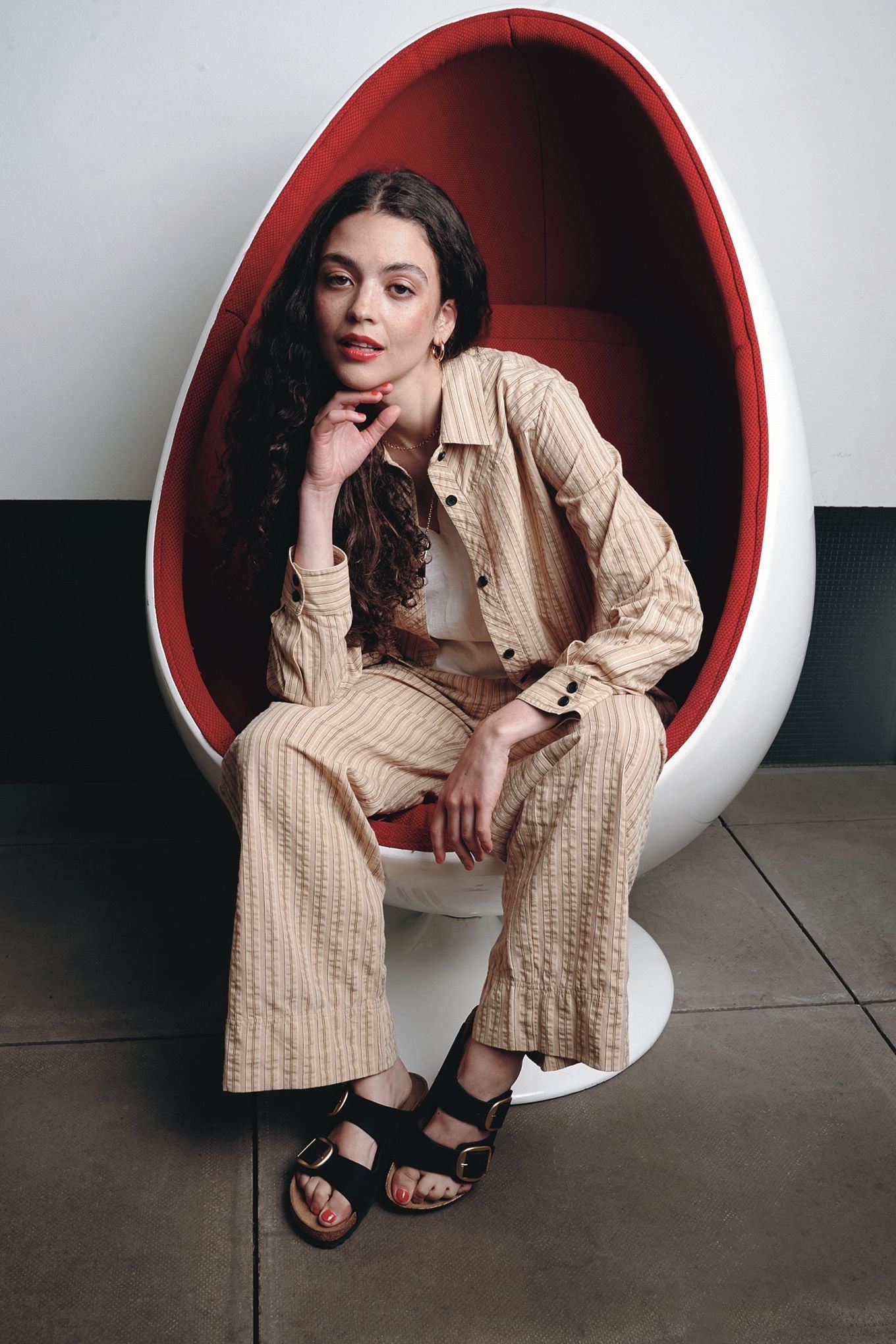 Rio Organic Cotton Shirt Oat Stripe