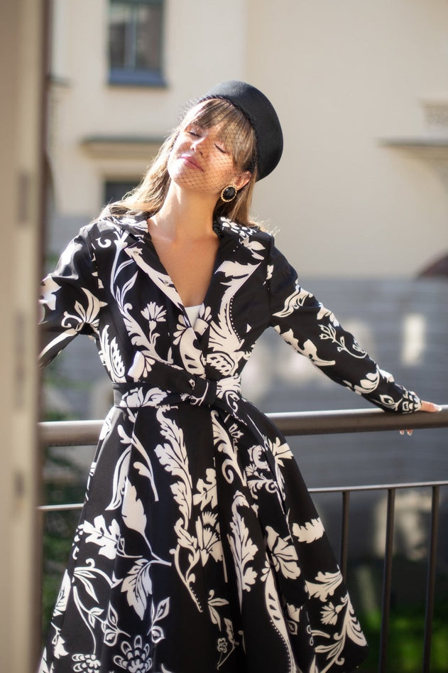 Fit and Flare Raincoat with Full Circle Hem Blooming Night