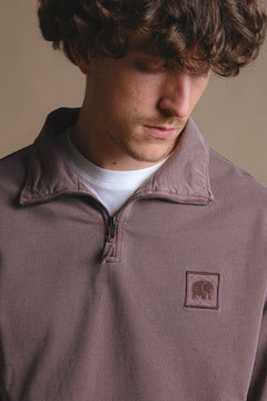 Sauce Pigment Quarter Zip Sweater Chestnut