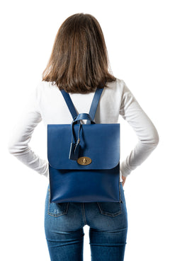 Leather Backpack Artist Collection Cuoio Blue