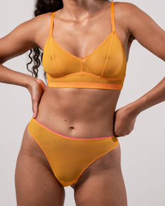 Mesh Bikini Briefs Apricot/Neon Pink