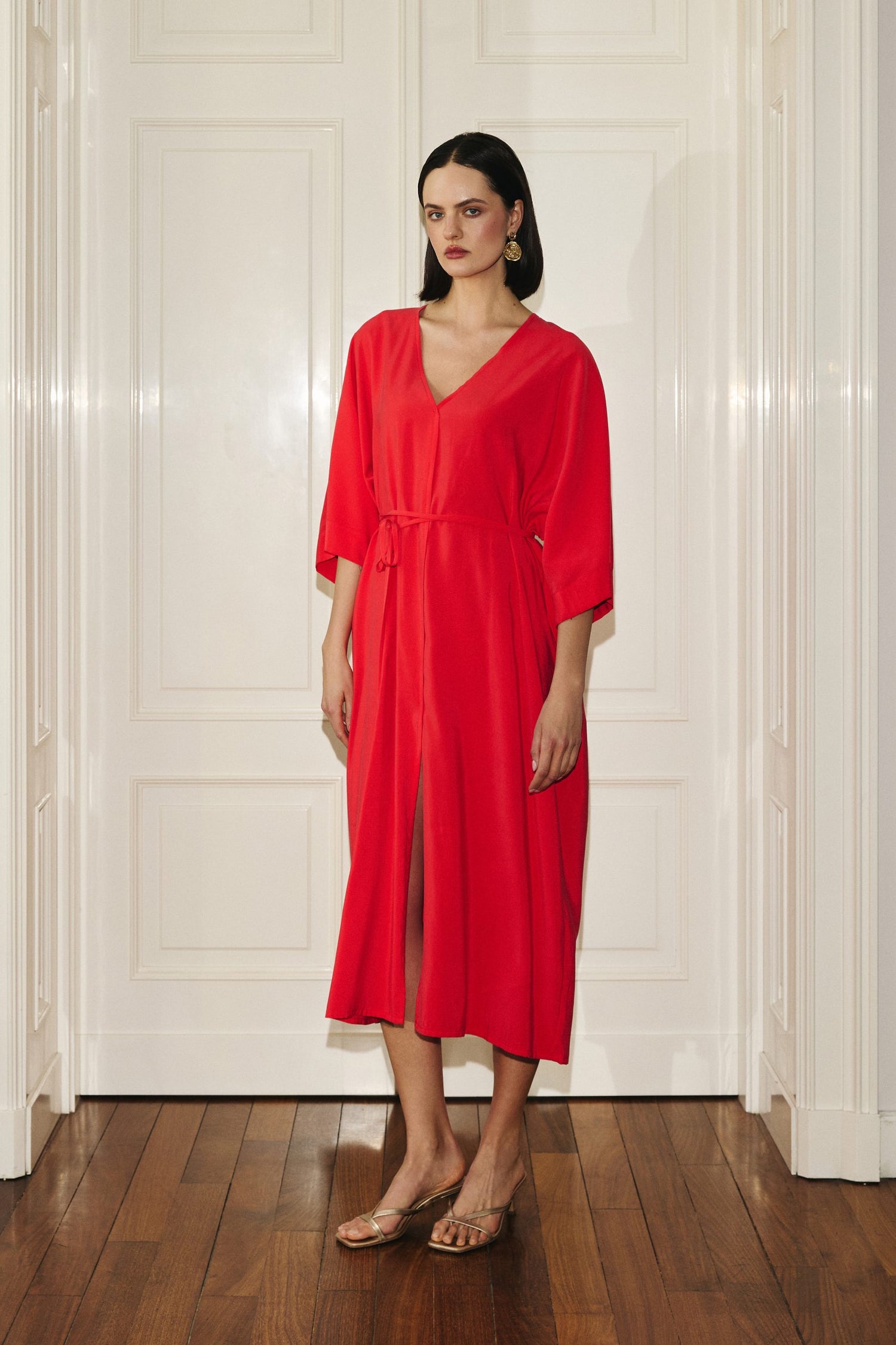 Mathilde Kimono Dress Red