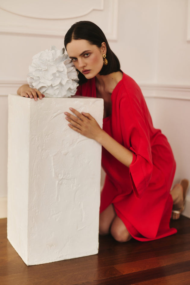 Mathilde Kimono Dress Red