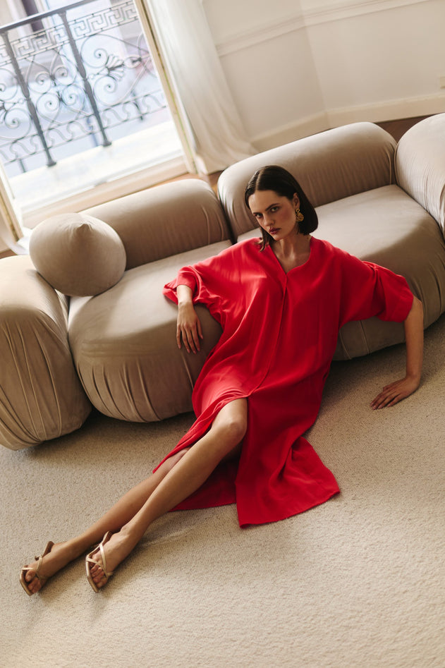 Mathilde Kimono Dress Red