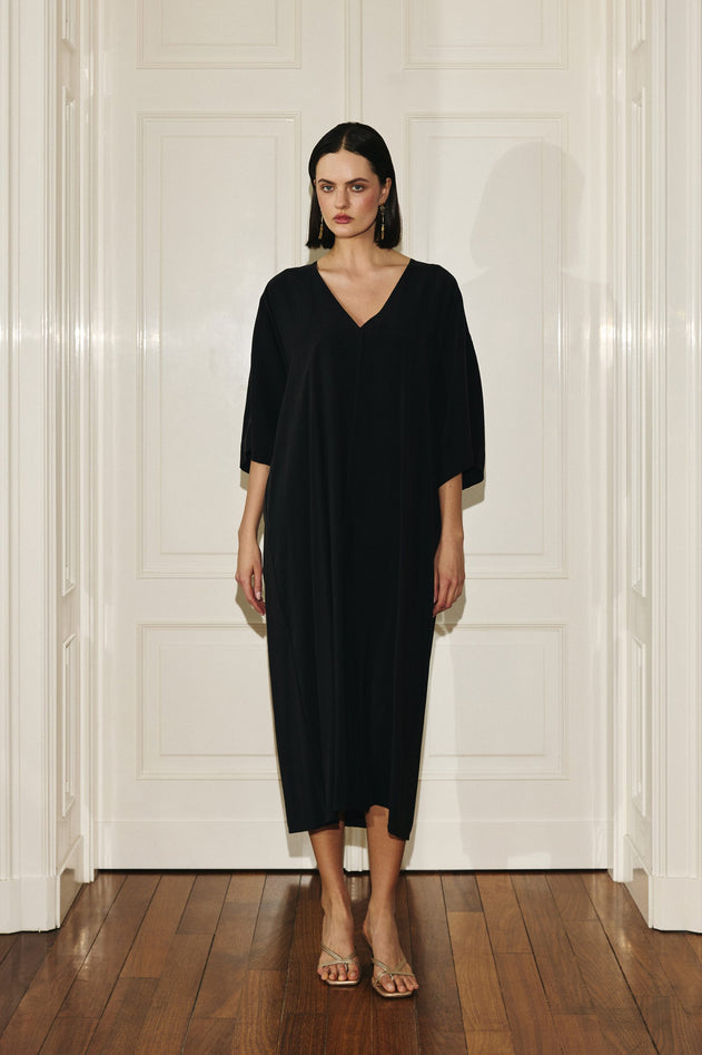 Mathilde Kimono Dress Black