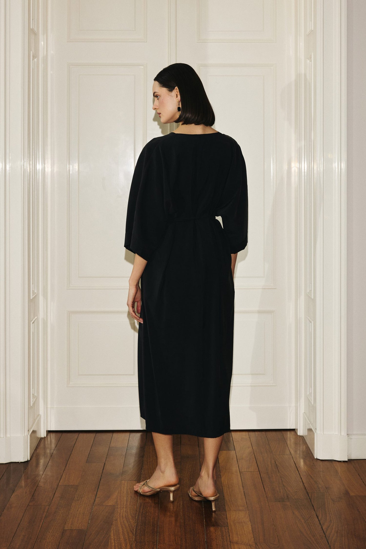 Mathilde Kimono Dress Black