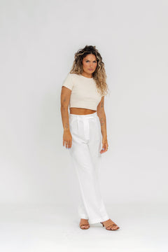 GS Cropped T-Shirt Beige