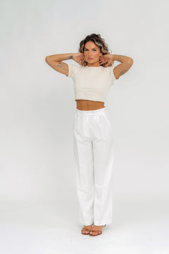 GS Cropped T-Shirt Beige