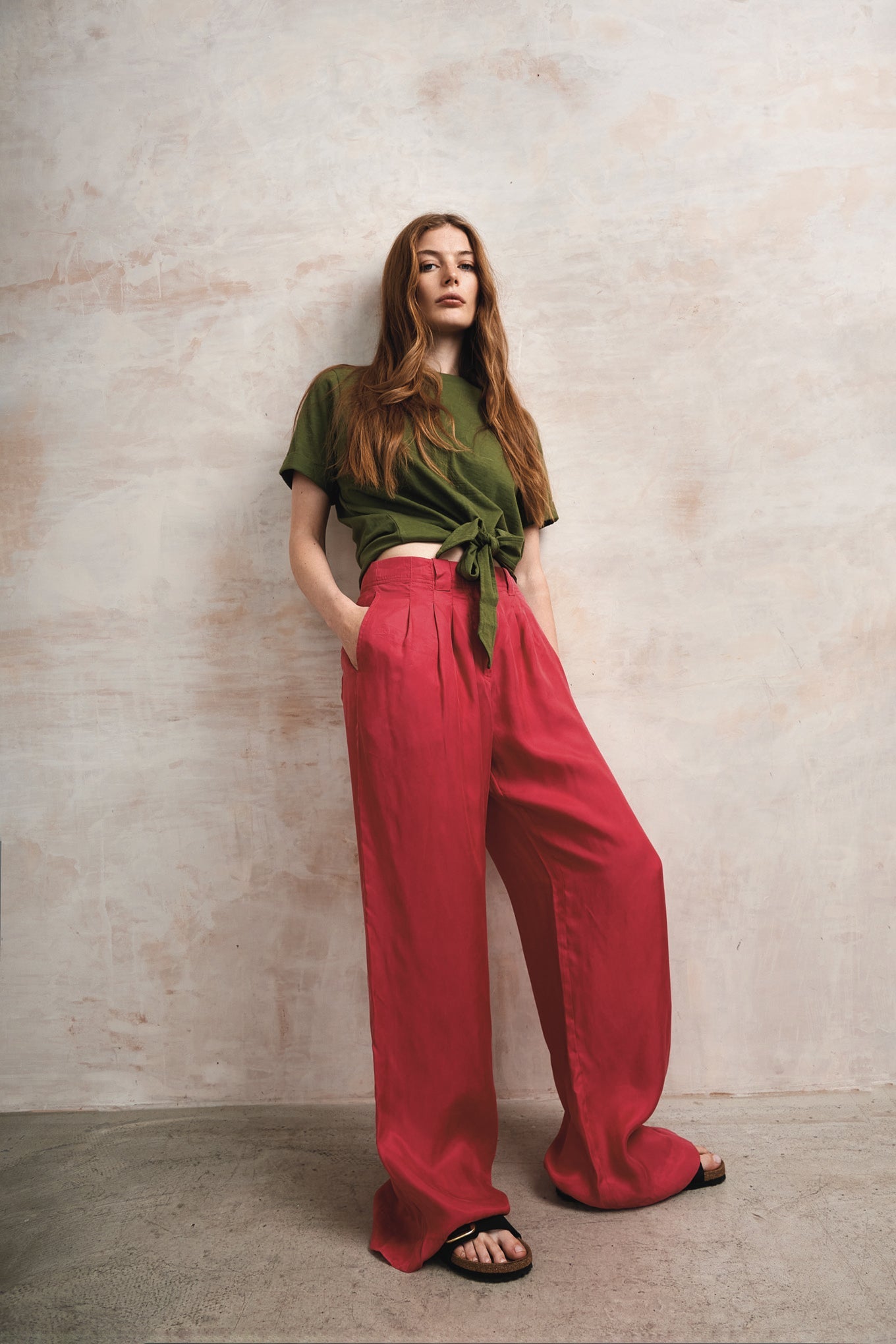 Lola Cupro Trousers Berry