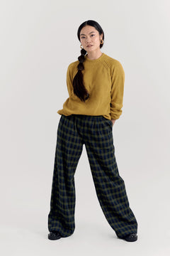 Lily Organic Cotton Flannel Trouser Navy Check